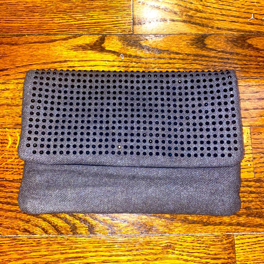 Deux Lux Gray Clutch with Rhinestones. NWT